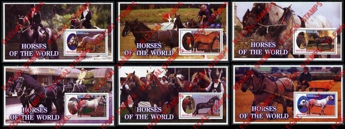 Somalia 2002 Horses of the World Illegal Stamp Souvenir Sheets of 1 Somalia 2002 Horses of the World Illegal Stamp Souvenir Sheets of 1