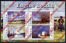 Somalia 2002 Paintings by Eugene Boudin Illegal Stamp Souvenir Sheet of 4 Somalia 2002 Paintings by Eugene Boudin Illegal Stamp Souvenir Sheet of 4