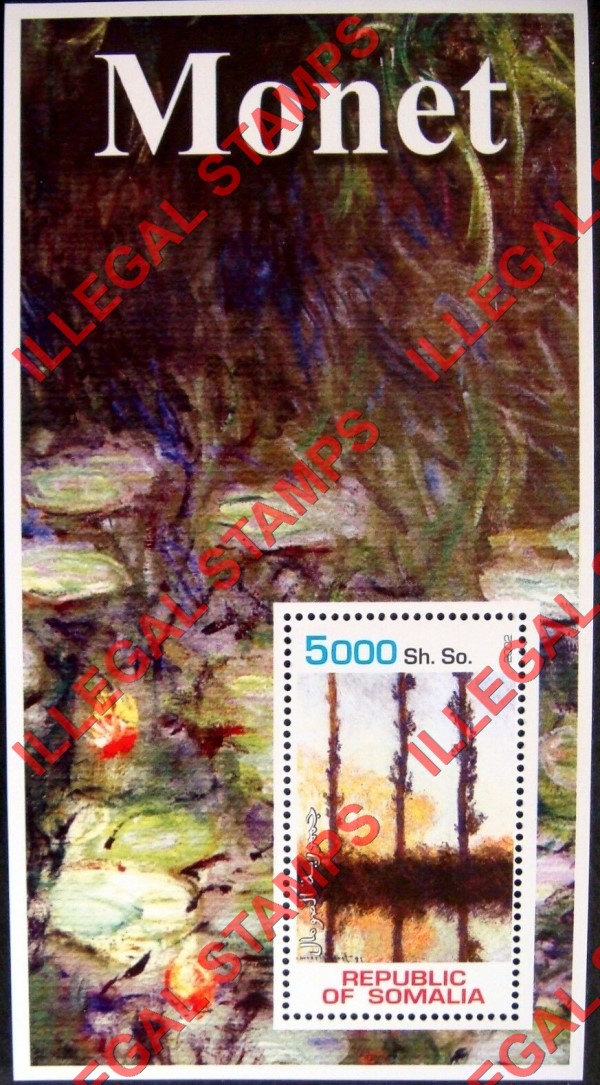 Somalia 2002 Paintings by Monet Illegal Stamp Souvenir Sheet of 1 Somalia 2002 Paintings by Monet Illegal Stamp Souvenir Sheet of 1