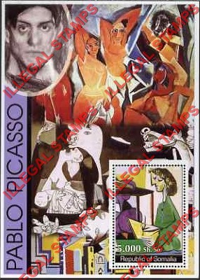 Somalia 2002 Paintings by Pablo Picasso Illegal Stamp Souvenir Sheet of 1 Somalia 2002 Paintings by Pablo Picasso Illegal Stamp Souvenir Sheet of 1