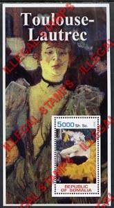 Somalia 2002 Paintings by Toulouse-Lautrec Illegal Stamp Souvenir Sheet of 1 Somalia 2002 Paintings by Toulouse-Lautrec Illegal Stamp Souvenir Sheet of 1