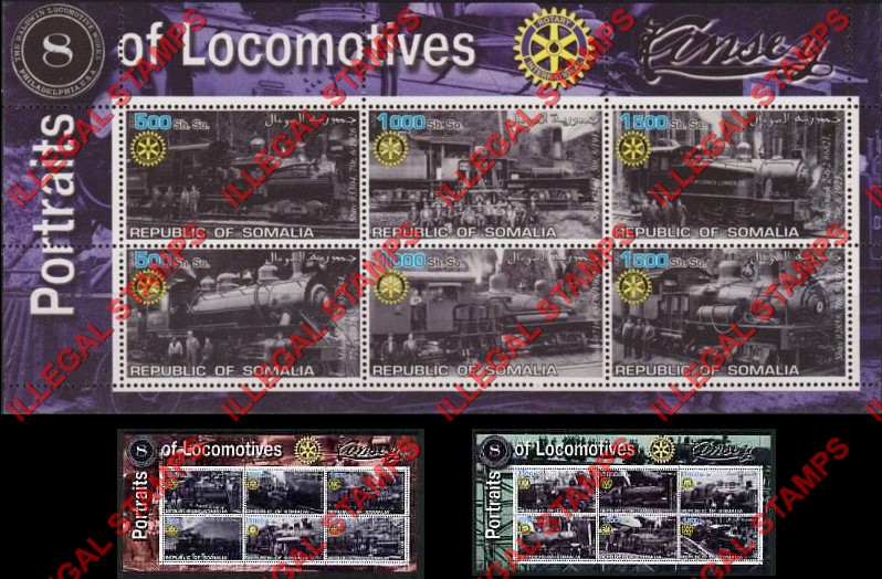 Somalia 2002 Portraits of Locomotives Illegal Stamp Souvenir Sheets of 6 Somalia 2002 Portraits of Locomotives Illegal Stamp Souvenir Sheets of 6