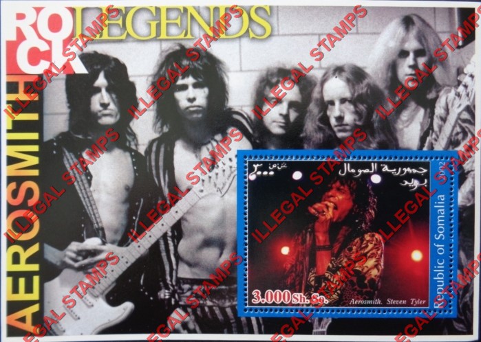 Somalia 2002 Rock Legends Aerosmith Steven Tyler Illegal Stamp Souvenir Sheet of 1 Somalia 2002 Rock Legends Aerosmith Steven Tyler Illegal Stamp Souvenir Sheet of 1