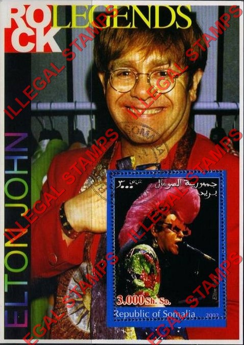Somalia 2002 Rock Legends Elton John Illegal Stamp Souvenir Sheet of 1 Somalia 2002 Rock Legends Elton John Illegal Stamp Souvenir Sheet of 1