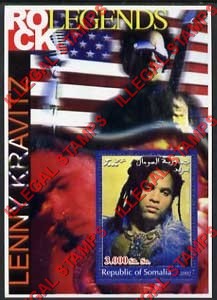 Somalia 2002 Rock Legends Lenny Kravitz Illegal Stamp Souvenir Sheet of 1 Somalia 2002 Rock Legends Lenny Kravitz Illegal Stamp Souvenir Sheet of 1