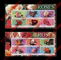 Somalia 2002 Roses Illegal Stamp Souvenir Sheets of 6 Somalia 2002 Roses Illegal Stamp Souvenir Sheets of 6