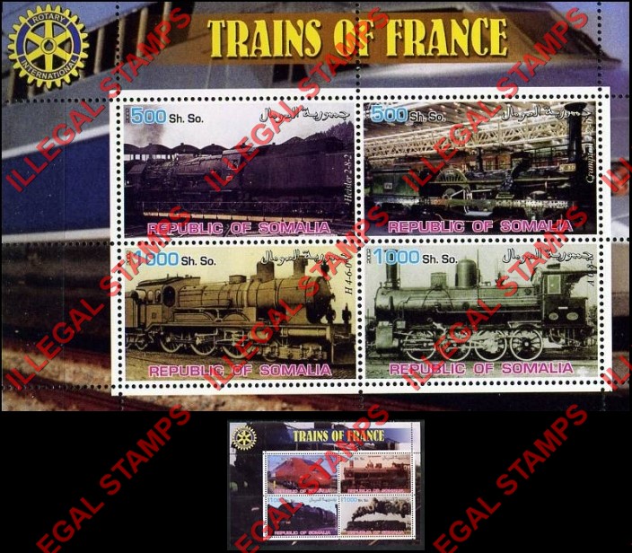 Somalia 2002 Trains of France Illegal Stamp Souvenir Sheets of 4 Somalia 2002 Trains of France Illegal Stamp Souvenir Sheets of 4