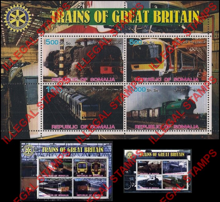 Somalia 2002 Trains of Great Britain Illegal Stamp Souvenir Sheets of 4 Somalia 2002 Trains of Great Britain Illegal Stamp Souvenir Sheets of 4