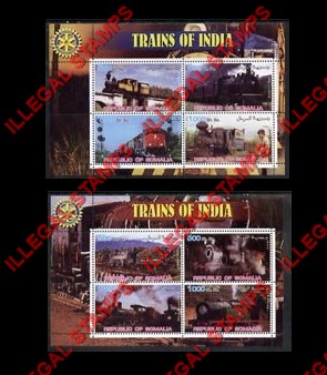Somalia 2002 Trains of India Illegal Stamp Souvenir Sheets of 4 Somalia 2002 Trains of India Illegal Stamp Souvenir Sheets of 4