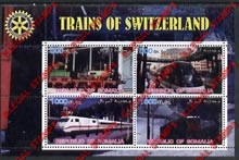 Somalia 2002 Trains of Switzerland Illegal Stamp Souvenir Sheet of 4 Somalia 2002 Trains of Switzerland Illegal Stamp Souvenir Sheet of 4
