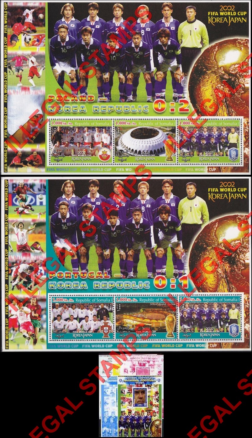 Somalia 2002 World Cup Soccer Illegal Stamp Souvenir Sheets of 3 (Part 2) Somalia 2002 World Cup Soccer Illegal Stamp Souvenir Sheets of 3 (Part 2)