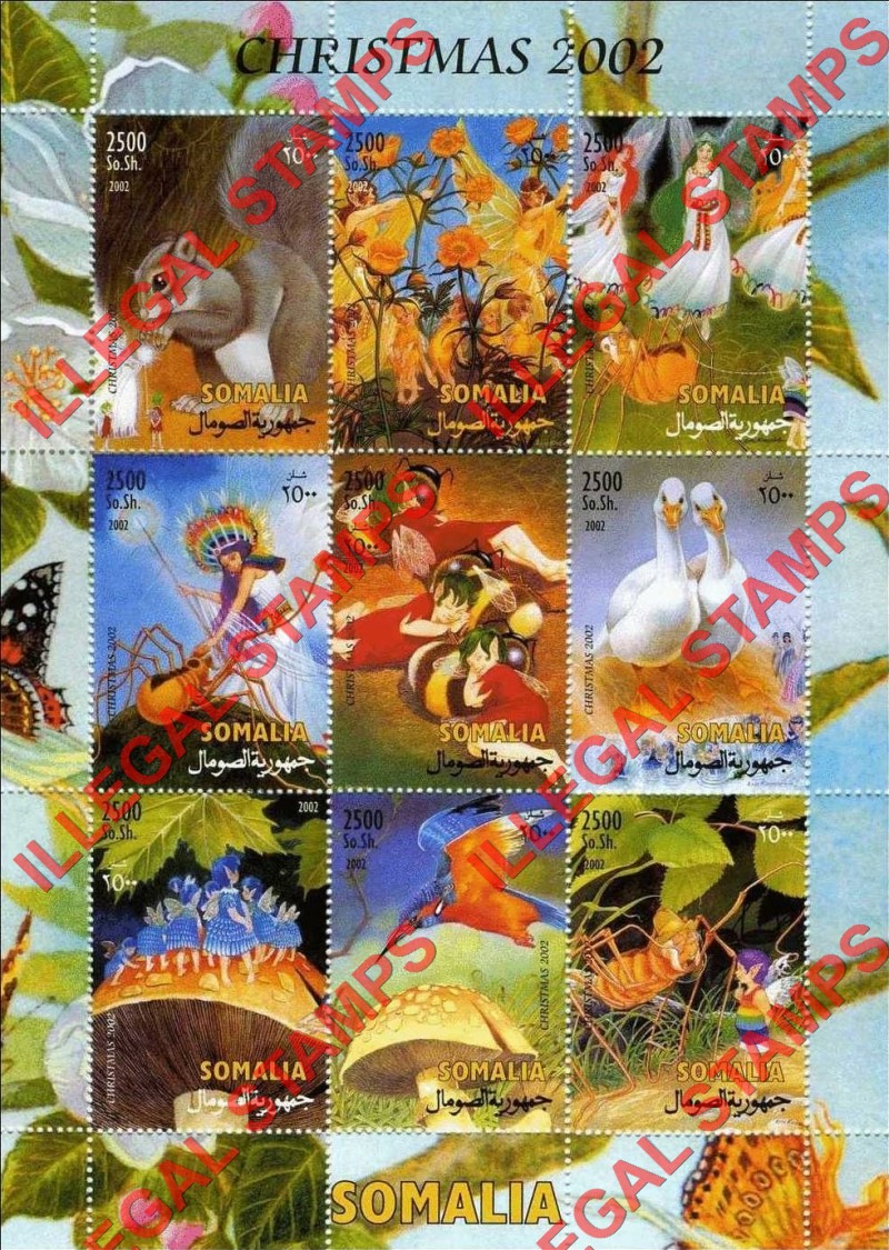 Somalia 2002 Christmas Fairy Tales Illegal Stamp Souvenir Sheet of 9 (Sheet 1) Somalia 2002 Christmas Fairy Tales Illegal Stamp Souvenir Sheet of 9 (Sheet 1)