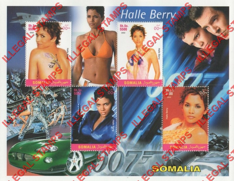 Somalia 2002 Halle Berry in James Bond Illegal Stamp Souvenir Sheet of 4 Somalia 2002 Halle Berry in James Bond Illegal Stamp Souvenir Sheet of 4