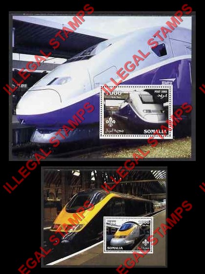 Somalia 2002 High Speed Trains Illegal Stamp Souvenir Sheets of 1 Somalia 2002 High Speed Trains Illegal Stamp Souvenir Sheets of 1