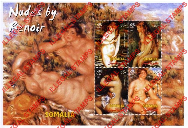 Somalia 2002 Paintings by Renoir Illegal Stamp Souvenir Sheet of 4 Somalia 2002 Paintings by Renoir Illegal Stamp Souvenir Sheet of 4