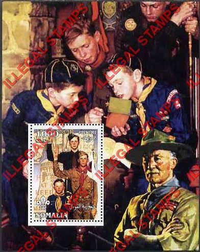 Somalia 2002 Scouts Norman Rockwell Illegal Stamp Souvenir Sheet of 1 Somalia 2002 Scouts Norman Rockwell Illegal Stamp Souvenir Sheet of 1