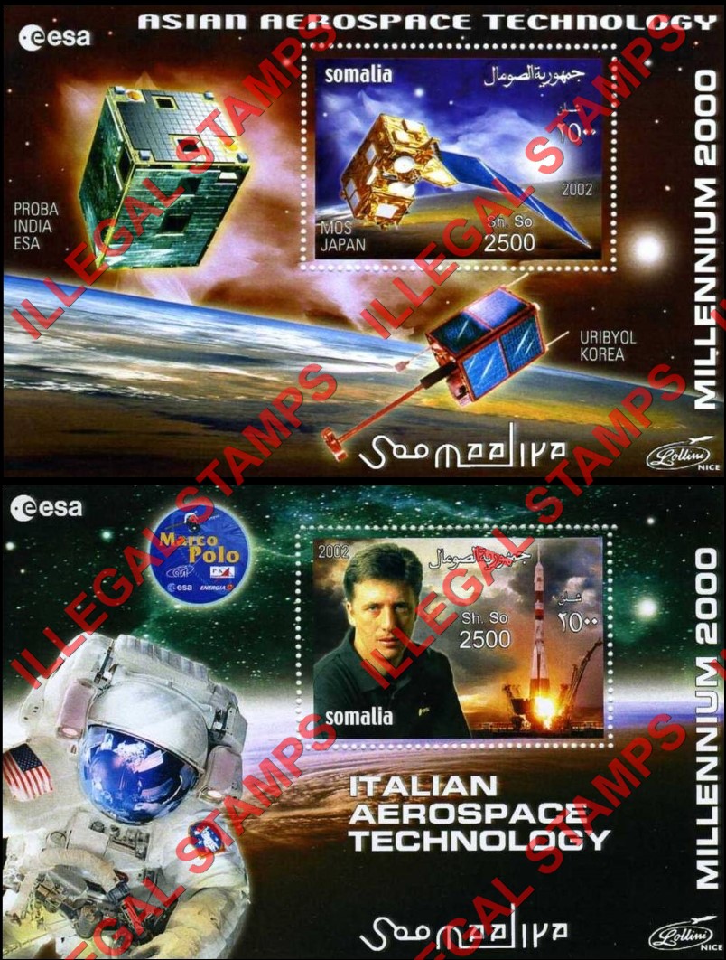 Somalia 2002 Space Lollini Produced Illegal Stamp Souvenir Sheets of 1 (Part 1) Somalia 2002 Space Lollini Produced Illegal Stamp Souvenir Sheets of 1 (Part 1)