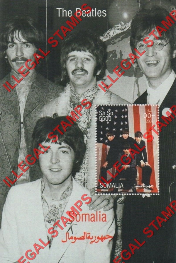 Somalia 2002 The Beatles Illegal Stamp Souvenir Sheet of 1 Somalia 2002 The Beatles Illegal Stamp Souvenir Sheet of 1