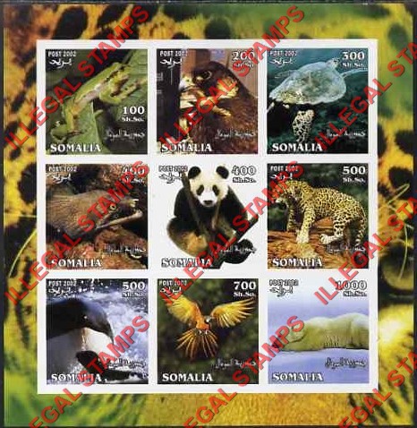 Somalia 2002 Wildlife Illegal Stamp Souvenir Sheet of 9 Somalia 2002 Wildlife Illegal Stamp Souvenir Sheet of 9