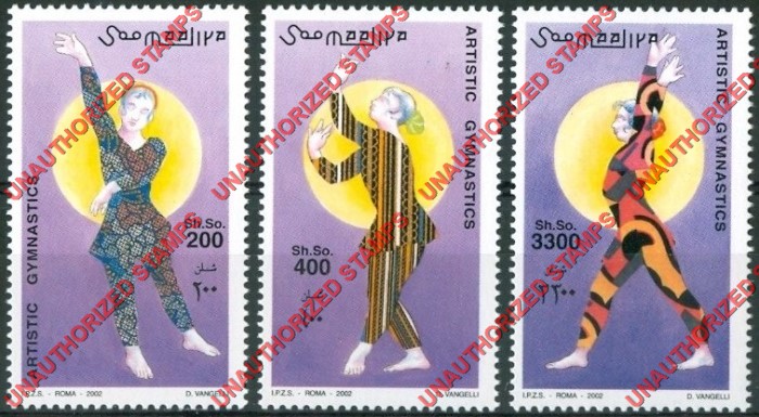 Somalia 2002 Unauthorized IPZS Artistic Gymnastics Stamps Michel 959-961 Somalia 2002 Unauthorized IPZS Artistic Gymnastics Stamps Michel 959-961