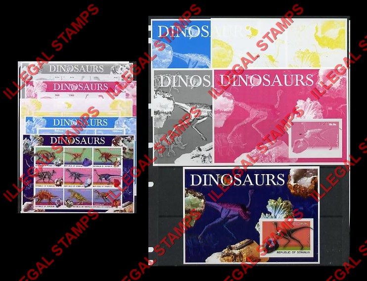 Somalia 2003 Dinosaurs Illegal Stamp Souvenir Sheets Fake Color Proof Sets Somalia 2003 Dinosaurs Illegal Stamp Souvenir Sheets Fake Color Proof Sets