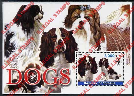 Somalia 2003 Dogs Illegal Stamp Souvenir Sheet of 1 Somalia 2003 Dogs Illegal Stamp Souvenir Sheet of 1