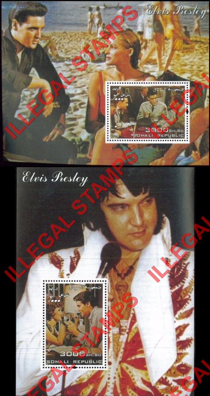 Somalia 2003 Elvis Presley Illegal Stamp Souvenir Sheets of 1 Somalia 2003 Elvis Presley Illegal Stamp Souvenir Sheets of 1