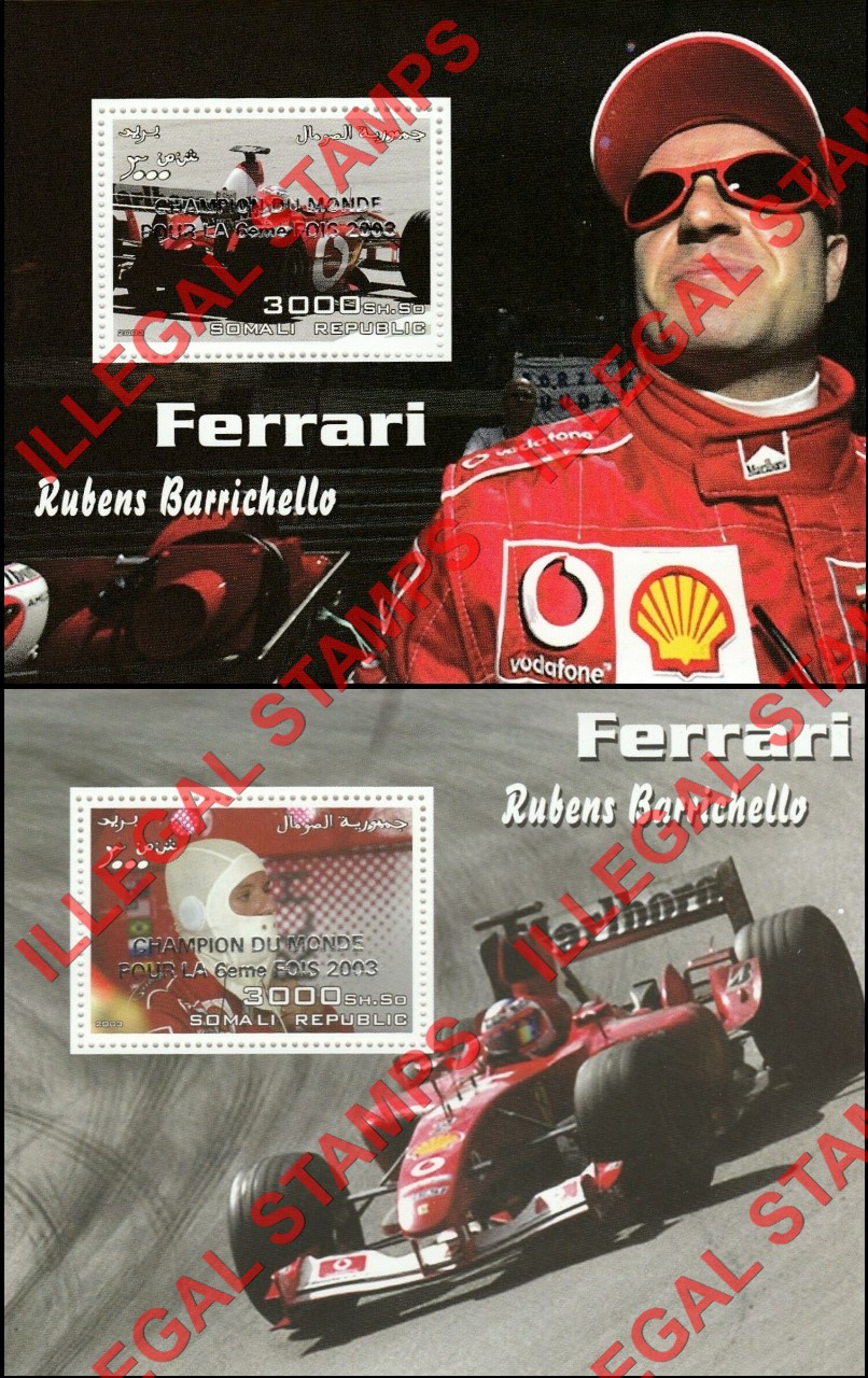 Somalia 2003 Ferrari Michael Schumacher Overprinted Illegal Stamps (Part 3) Somalia 2003 Ferrari Michael Schumacher Overprinted Illegal Stamps (Part 3)