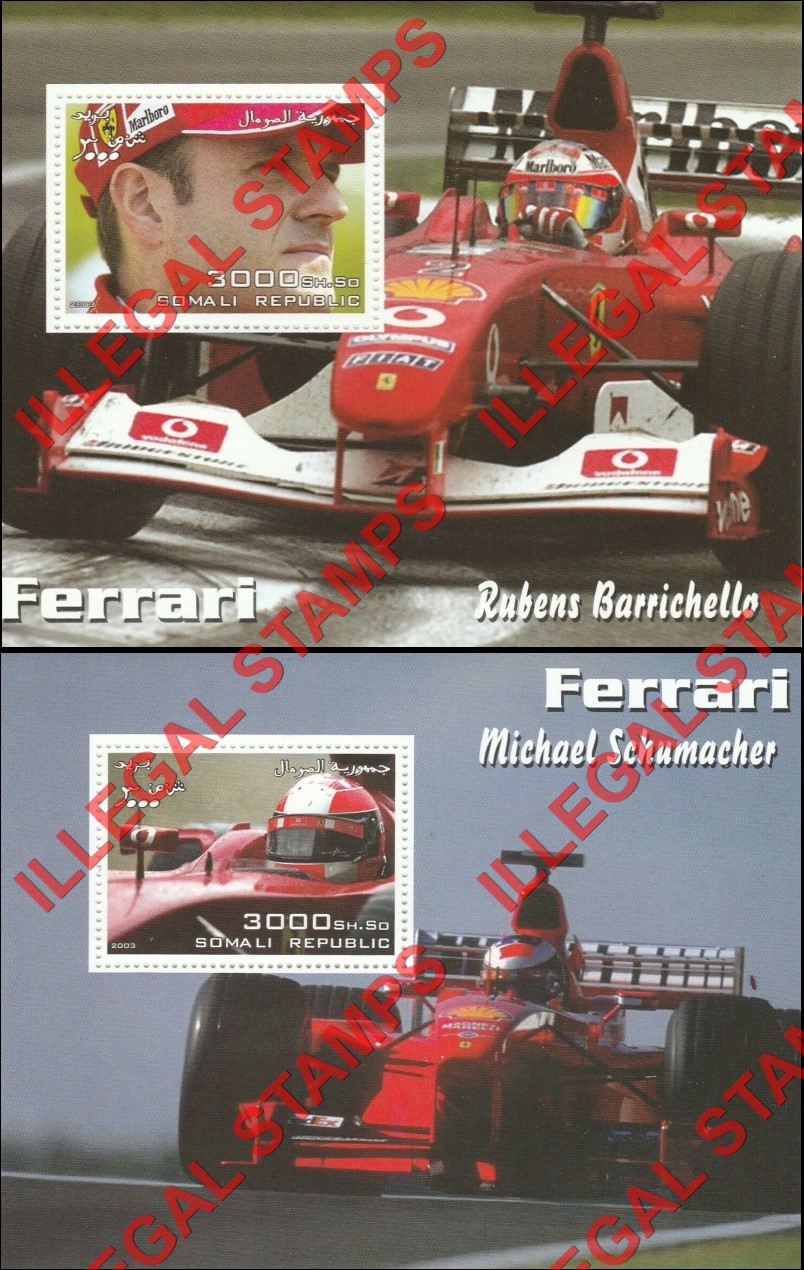 Somalia 2003 Ferrari Michael Schumacher Illegal Stamps (Part 1) Somalia 2003 Ferrari Michael Schumacher Illegal Stamps (Part 1)