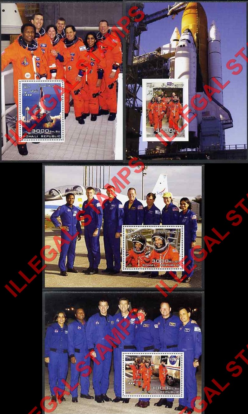 Somalia 2003 Space Shuttle Astronauts Illegal Stamp Souvenir Sheets of 1 Somalia 2003 Space Shuttle Astronauts Illegal Stamp Souvenir Sheets of 1