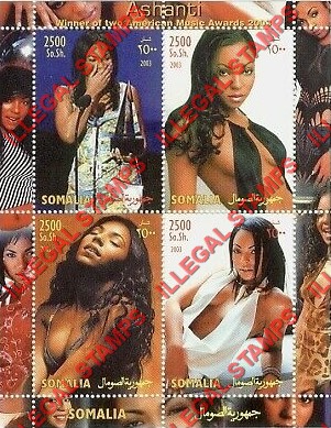 Somalia 2003 Ashanti Illegal Stamp Souvenir Sheet of 4 Somalia 2003 Ashanti Illegal Stamp Souvenir Sheet of 4