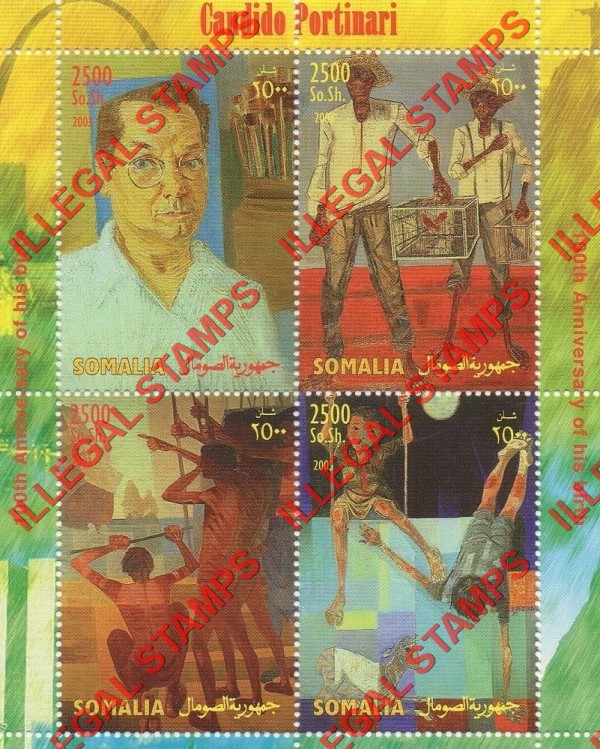 Somalia 2003 Paintings by Candido Portinari Illegal Stamp Souvenir Sheet of 4 Somalia 2003 Paintings by Candido Portinari Illegal Stamp Souvenir Sheet of 4