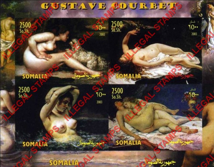 Somalia 2003 Paintings by Gustave Courbet Illegal Stamp Souvenir Sheet of 4 Somalia 2003 Paintings by Gustave Courbet Illegal Stamp Souvenir Sheet of 4