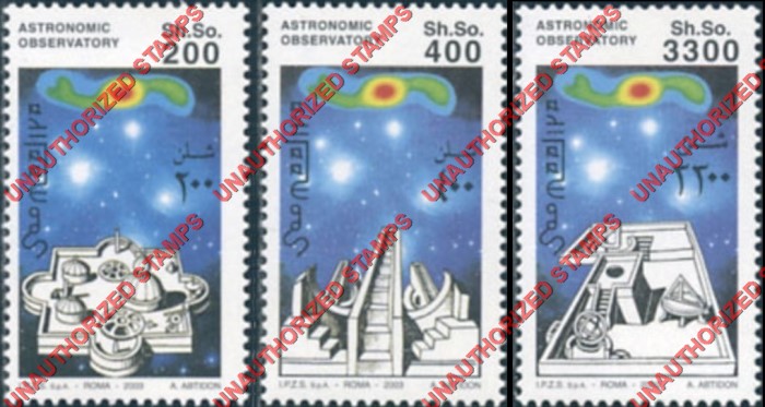 Somalia 2002 Unauthorized IPZS 2003 Astronomic Observatories Stamps Yvert 900-902 Somalia 2002 Unauthorized IPZS 2003 Astronomic Observatories Stamps Yvert 900-902