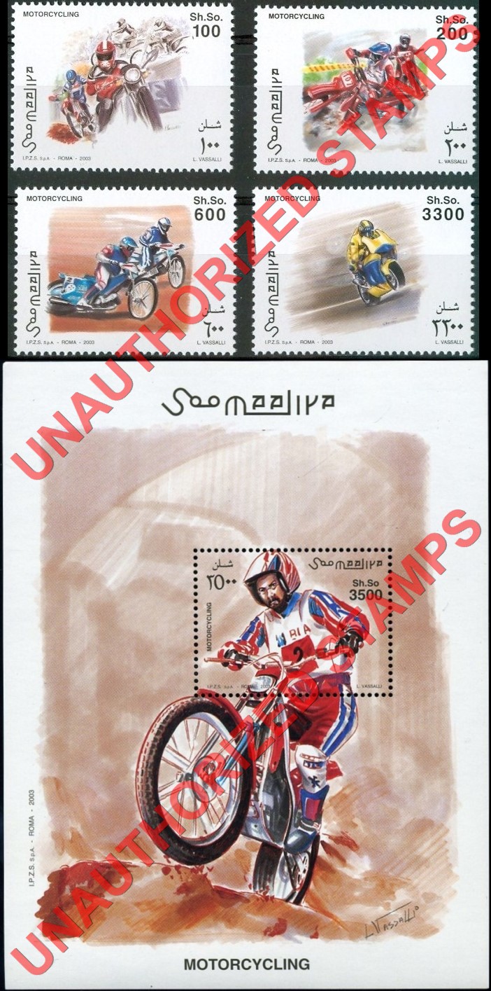 Somalia 2002 Unauthorized IPZS 2003 Motorcycling Stamps Yvert ? Somalia 2002 Unauthorized IPZS 2003 Motorcycling Stamps Yvert ?