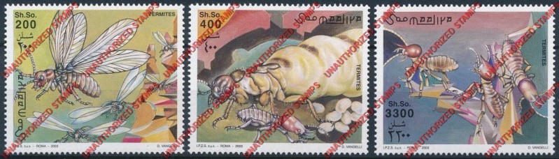 Somalia 2002 Unauthorized IPZS 2003 Termites Stamps Yvert 870-872 Somalia 2002 Unauthorized IPZS 2003 Termites Stamps Yvert 870-872