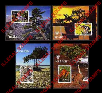 Somalia 2004 Butterflies and Trees Flora and Fauna Illegal Stamp Souvenir Sheets of 1 Somalia 2004 Butterflies and Trees Flora and Fauna Illegal Stamp Souvenir Sheets of 1