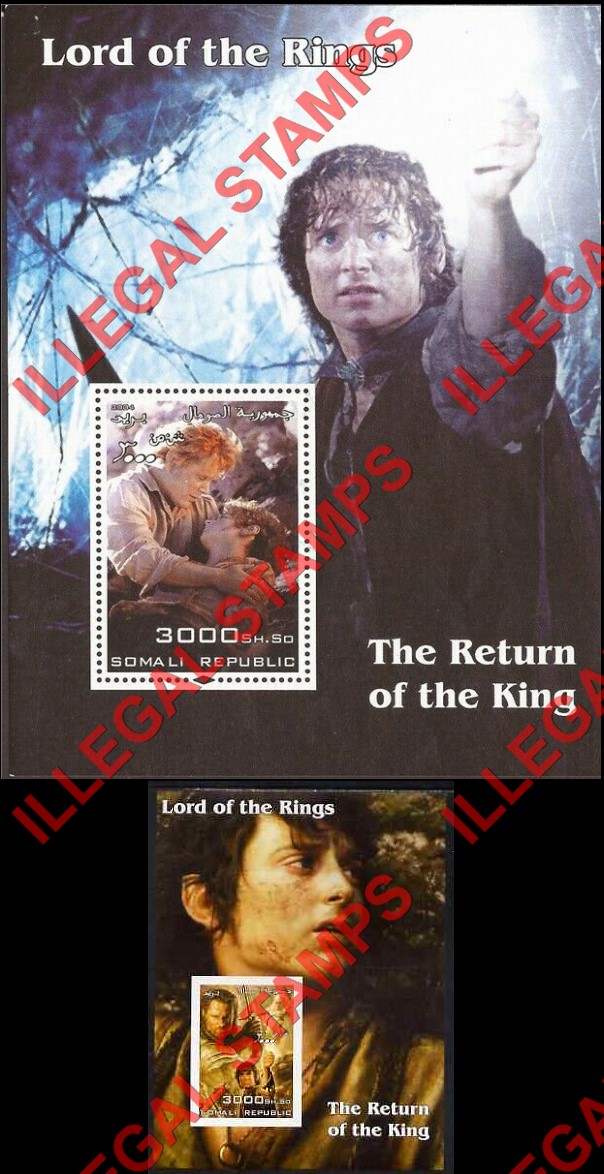 Somalia 2004 Lord of the Rings Illegal Stamp Souvenir Sheets of 1 Somalia 2004 Lord of the Rings Illegal Stamp Souvenir Sheets of 1