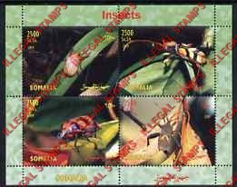 Somalia 2004 Insects Illegal Stamp Souvenir Sheet of 4 Somalia 2004 Insects Illegal Stamp Souvenir Sheet of 4