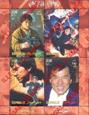 Somalia 2004 Jackie Chan Illegal Stamp Souvenir Sheet of 4 Somalia 2004 Jackie Chan Illegal Stamp Souvenir Sheet of 4