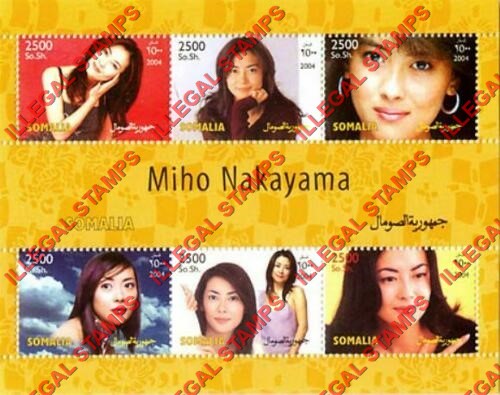 Somalia 2004 Miho Nakayama Illegal Stamp Souvenir Sheet of 6 Somalia 2004 Miho Nakayama Illegal Stamp Souvenir Sheet of 6
