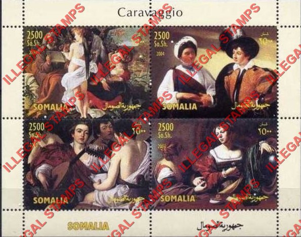 Somalia 2004 Paintings by Caravaggio Illegal Stamp Souvenir Sheet of 4 Somalia 2004 Paintings by Caravaggio Illegal Stamp Souvenir Sheet of 4