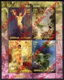 Somalia 2004 Paintings by Hans Zatzka Illegal Stamp Souvenir Sheet of 4 Somalia 2004 Paintings by Hans Zatzka Illegal Stamp Souvenir Sheet of 4