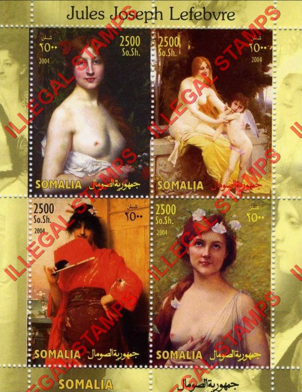 Somalia 2004 Paintings by Jules Joseph Lefebvre Illegal Stamp Souvenir Sheet of 4 Somalia 2004 Paintings by Jules Joseph Lefebvre Illegal Stamp Souvenir Sheet of 4