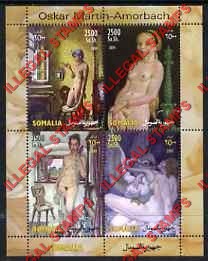Somalia 2004 Paintings by Oskar Martin Amorbach Illegal Stamp Souvenir Sheet of 4 Somalia 2004 Paintings by Oskar Martin Amorbach Illegal Stamp Souvenir Sheet of 4