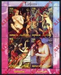 Somalia 2004 Paintings by Titian Illegal Stamp Souvenir Sheet of 4 Somalia 2004 Paintings by Titian Illegal Stamp Souvenir Sheet of 4