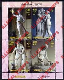 Somalia 2004 Sculptures by Antonio Canova Illegal Stamp Souvenir Sheet of 4 Somalia 2004 Sculptures by Antonio Canova Illegal Stamp Souvenir Sheet of 4