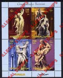 Somalia 2004 Sculptures by Gianlorenzo Bernini Illegal Stamp Souvenir Sheet of 4 Somalia 2004 Sculptures by Gianlorenzo Bernini Illegal Stamp Souvenir Sheet of 4