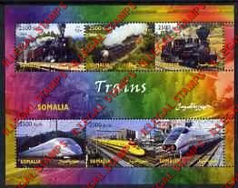 Somalia 2004 Trains Illegal Stamp Souvenir Sheet of 6 Somalia 2004 Trains Illegal Stamp Souvenir Sheet of 6