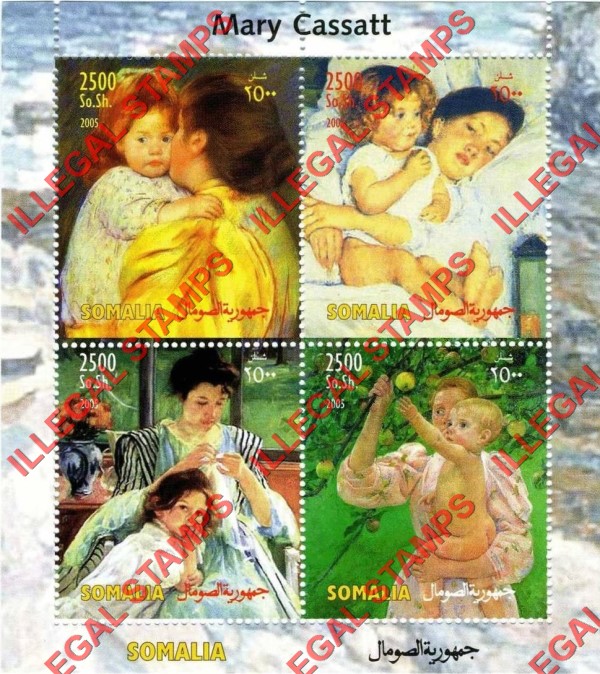 Somalia 2005 Paintings by Mary Cassatt Illegal Stamp Souvenir Sheet of 8